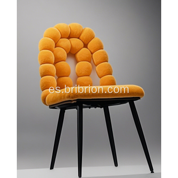 Silla de terciopelo con forma de bola tejida a mano